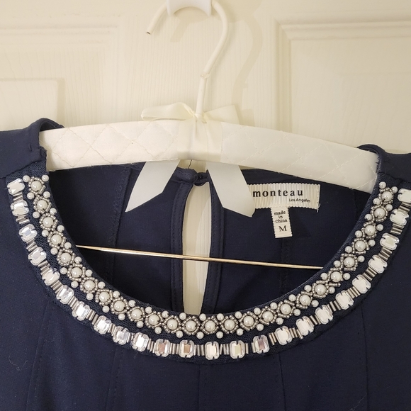 Monteau Semi Formal Navy Blue Fitted Dress - Picture 3 of 3